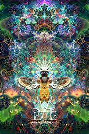Bee Tapestry Visionary Art Psychedelic Fractal Flower Of Etsy In 2021 Visionary Art Honeybee Art Bee Art
