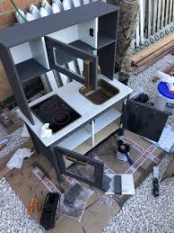 Ikea Duktig Play Kitchen With Aldi Upcycling Range Ikea Play Kitchen Ikea Kids Kitchen Kids Play Kitchen