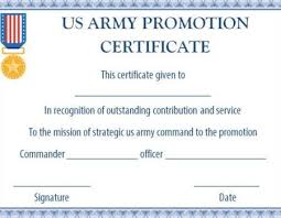 Us Army Promotion Certificate Template Certificate Templates Certificate Promotion