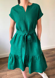 Linen Loose Emerald Green Midi Length Dress Linen Shift Dress Etsy Linen Shift Dress Linen Sundress Linen Fashion