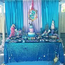 Amazon Com Sequin Tablecloths 50x102 Inch Aqua Blue Sparkly Table Overlay Table Decor For Baby Shower Party Birthday Wedding Dinner Meeting Events Home Kitchen