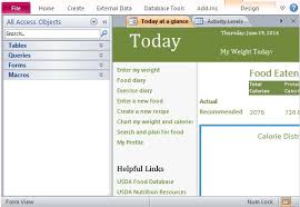 Desktop Nutrition Tracking Database Template For Access 2013