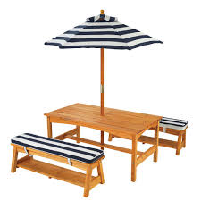As with all of our products, we are more than happy to customize orders so you get the perfect solution for your needs. Kidkraft Outdoor Table Bench Set With Cushions Umbrella Kid Kraft Cuckooland