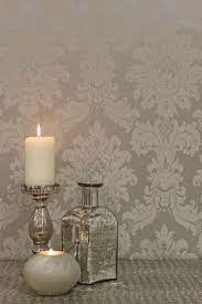 Stunning Silver Damask Wallpaper Design By Arthouse Room Wallpaper Silver Wallpaper Living Room Damask Wallpaper