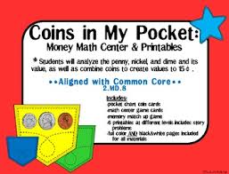 Coins In My Pocket Money Math Center Printables Black White Version Included