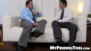 Office stud gets his juicy feet slurped with delight