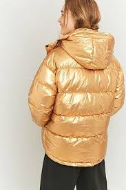 Light Before Dark Metallic Gold Puffer Jacket Jackets Outfit Inspiration Women Sweet Shirt