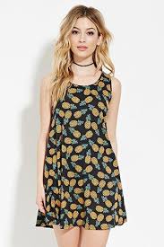 Pineapple Print Mini Dress Mini Dress Fashion Mini Dress Pineapple Print Dress