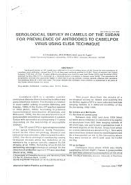 Journal of camel practice and research abbreviation. Pdf Serological Survey In Camels Of The Sudan For Prevalence Of Antibodies To Camepox Virus Using Elisa Technique