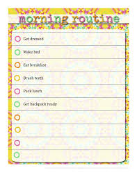 morning routine chart free download editable in word