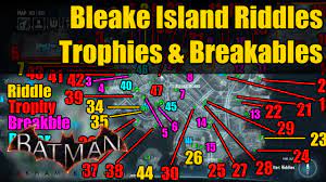 Maybe you would like to learn more about one of these? Batman Arkham Knight Bleake Island Riddles Trophy And Breakable Objects Locations Youtube