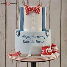 Write name on cakes online for birthday celebration. 1st Birthday Wishes Cake For Baby Boy Enamewishes