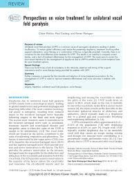 Pdf Unilateral Vocal Fold Paralysis A Systematic Review Of Speech Language Pathology Management