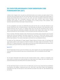 Cukai barang dan perkhidmatan (gst). Isu Dan Perlaksanaan Cukai Barangan Dan Perkhidmatan
