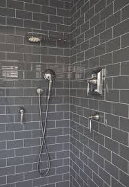 Gray Subway Tile Modern Bathroom Niche Interiors Bathroom Shower Stalls Gray Shower Tile Subway Tile Showers