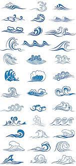 传统水波纹样式矢量素材 waves tattoo wave drawing ocean waves