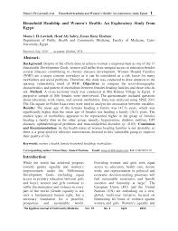 Household Headship and Women's Health: An Exploratory Study from Egypt  Abstract: Introduction: