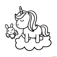Coloriage licornes à imprimer sur hugolescargot.com / le plus magique des chevaux, avec sa maje. Coloriage Maman Licorne Avec Son Bebe Sur Un Nuage Dessin Licorne A Imprimer