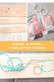 All you need is 2 plastic conduit clamp brackets, a 7/8 dowel, a hook, eye, a 2 inch. Mommy Suburbia How To Make A Diy Tabletop Hook Ring Bimini Game