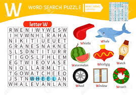 Because it isn't the most common letter, it can be hard to come up with some positive words beginning with w. Words Puzzle Children Educational Game Learning Vocabulary Letter W Cartoon Objects On A Letter W Royalty Free Svg Cliparts Vectors And Stock Illustration Image 118996344