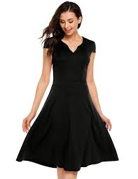 Angvns Women S Cap Sleeve Solid Color Swing Dresses Knee Length Casual Cocktail Dress Click Image To Review Casual Cocktail Dress Midi Dress Party Dresses