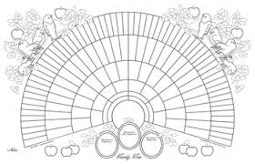 11x17 Printable Genealogy Fan Chart Coloring Page Bird Design