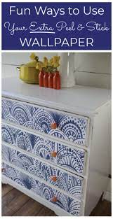 How To Use Your Leftover Wallpaper Wallpaper Shelves Wallpaper Furniture Flipping Furniture