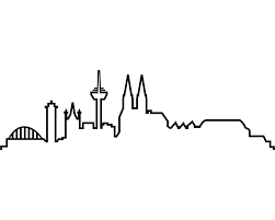 Cologne skyline with gray buildings, blue sky and reflections. Skyline Silhouette Koln Aufkleber Fur Auto Oder Wohnmobil Skyline4u
