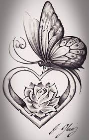 Flowers Drawings Inspiration Get Rid Of The Butterfly And I Love The Flower Inside The Heart Birth Flowers F In 2020 Butterfly Drawing Flower Drawing Heart Drawing