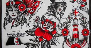 Traditional Tattoo Flash Black And Red Traditional Tattoo Traditional Flash Traditional Ink