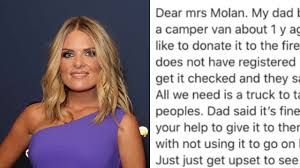 Erin molan (born 24 august 1984) is an australian television sports presenter with the nine network. I Watch The Tv And I Cry Erin Molan Shares Emotional Letter From Young Boy Heart Stricken Over Bushfires Oversixty