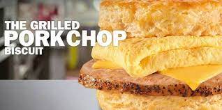 Carl S Jr Hardee S Unveil New Grilled Pork Chop Biscuit Sandwich Pork Chops Biscuit Sandwich Breakfast