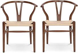 Amazon Com Vodur Wishbone Chair Natural Solid Wood Dining Chair Hans Vegner Y Chair Rattan And Wood Accent Solid Wood Dining Chairs Wishbone Chair Wood Chair