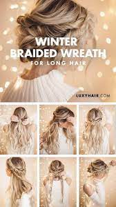 Braided Halo Hairstyle Easy Updo For Long Hair Pinterest Hair Perfektes Haar Long Hair Updo Braided Halo Hairstyle Long Hair Styles