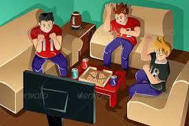 Young People Watching American Football Young People Vector Illustration American Football
