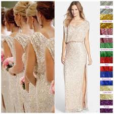 Rose Gold Sequins Long Split Bridesmaid Dresses Plus Size Scoop Maid Of Honor Bridal Wedding Guest Party Gowns 2017 Custom Made Strapless Bridesmaid Dresses Tea Teal Bridesmaid Dresses Bridesmaid Dresses Plus