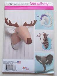 Simplicity 1218 Size One Size Uncut Out Of Print Plush Faux Etsy In 2021 Animal Head Wall Mount Animal Heads On Wall Animal Heads