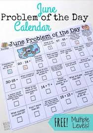 June Math Problem Of The Day Calendar Summer Math Calendar Math Math Geek