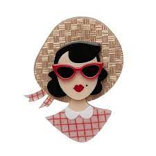 Picnic Portrait Brooch Acrylic Brooch Digital Gift Card Brooch