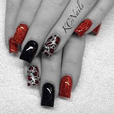 Red Black And Silver Glitter Nails Red Black Silver Amp Leopard Print Acrylic Nails Kcnails Red Gel Nails Nail Designs Gel Nail Art Designs
