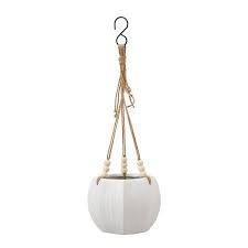 Better Homes Gardens Pottery 8 Inch Mylia Ceramic Hanging Planter White Size 8 Inch In 2021 Hanging Planters Garden Pottery Jute Hanging