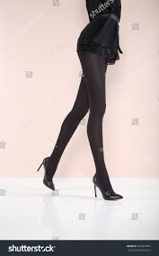Beautiful Female Legs Thick Black Tights Stock Photo 457501897 |  Shutterstock