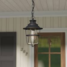 Laurel Foundry Modern Farmhouse Roessler Matte Black 1 Bulb 13 H Outdoor Hanging Lantern Reviews Wayfair