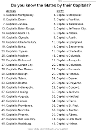 States And Capitals Crossword Puzzle States In The Crossword High Quality Crossword Answer Key Lower States And Capitals Capital Words State Capitals Map