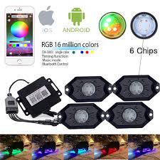 Rgb led rock light color: Light Lighting Accessories 6 Led Chips Super Bright 8 Pods Multicolor Neon Light Kits Rgb Led Rock Light Cell Phone Bluetooth Control Timing Music Mode Flashing Automatic Control Color Grad For Jeep Truck Suv Atv