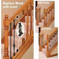 Stair Makeover Replacing Wood Balusters With Wrought Iron Balusters Stair Makeover Stair Railing Makeover Stairs Makeover Ideas