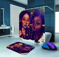 Black Art Shower Curtains 27 99 African American Mom Daughter Afrocentric Shower Curtain Girl Bathroom Decor African Shower Curtain Girls Shower Curtain