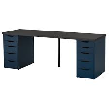 Linnmon Alex Table Black Brown Blue Ikea Double Desk Ikea Large Desk