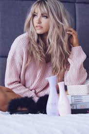 Sea salt spray + a braid (or some loose tousling with a curling iron) is all you need. Messy Blonde Bangs Long Hair Styles Hair Styles Long Hair With Bangs