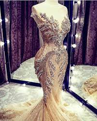 Champagne Wedding Dresses Lace Crystal Beads Sequin Sweep Train Jewel Neck Mermaid Wedding Dress Real Picture Cap Sleeve Luxury Bridal Gowns From Dressvip 288 Bridal Dress Design Amazing Wedding Dress Bridal